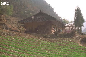 Une des dernières ferme en rive droite, avant d'emprunter le petit sentier qui descend dans les gorges de la Chaibuxi. (Changpuxi, Wufeng, Hubei)